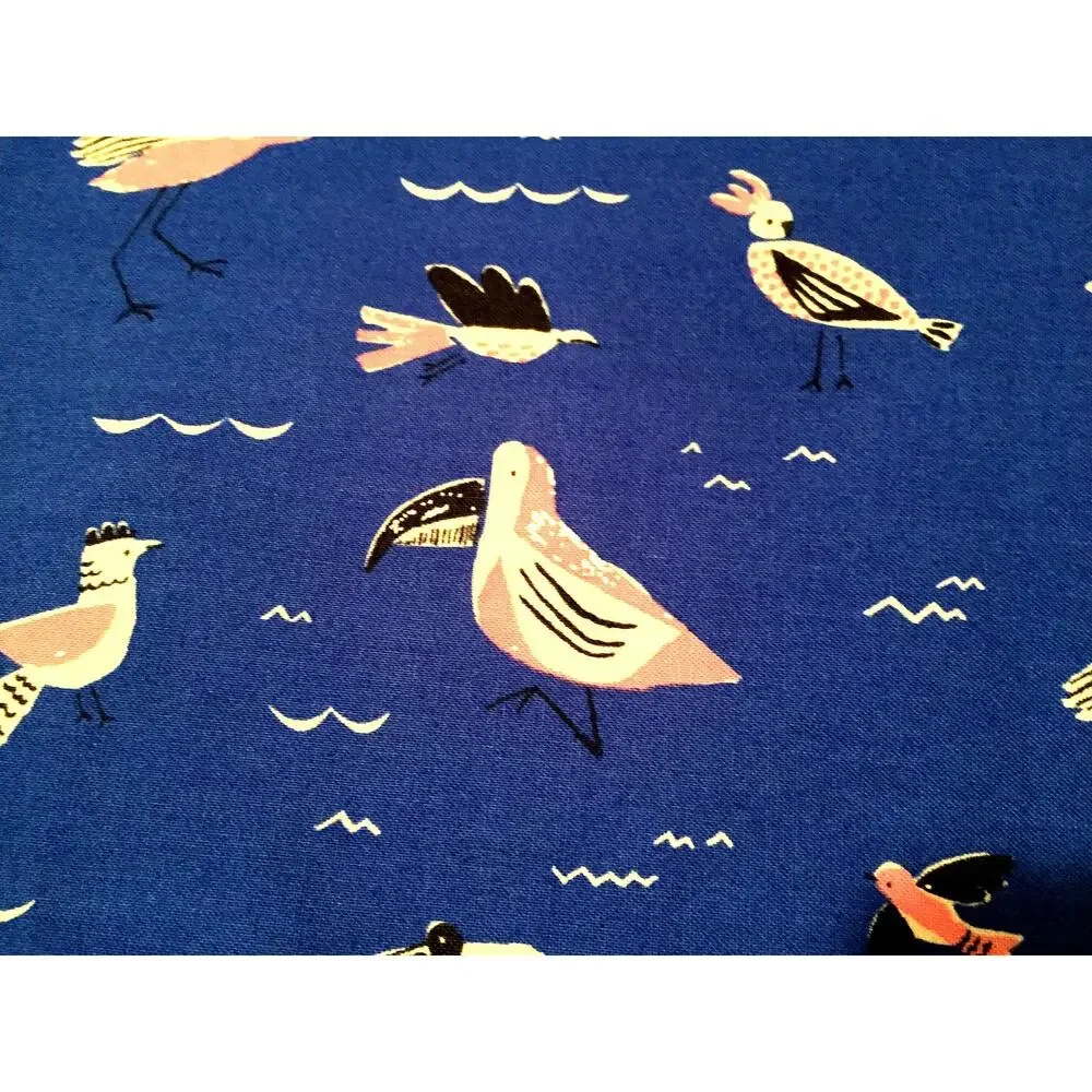 Handmade Pillowcase Set: Pink Shorebirds & Blue Waves